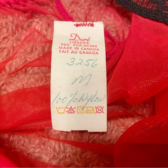 Vintage Doré sheer red nylon babydoll nightie nightgown - Picture 5 of 9